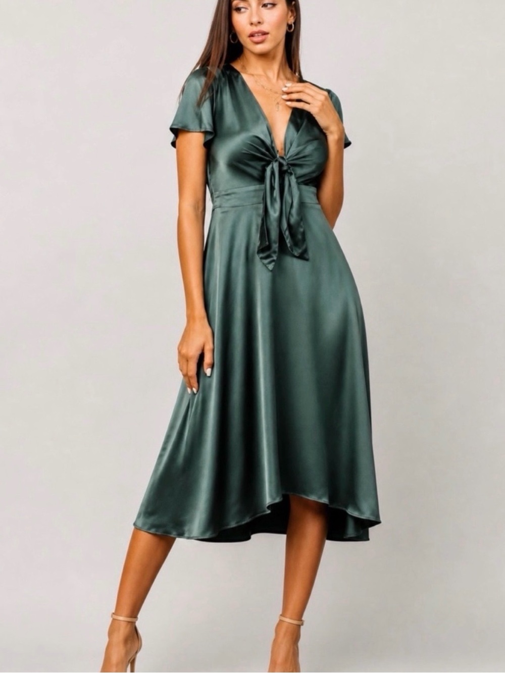 Baltic Born Poppy Satin Tie Front Dress Midnight Blue Woman’s size Medium